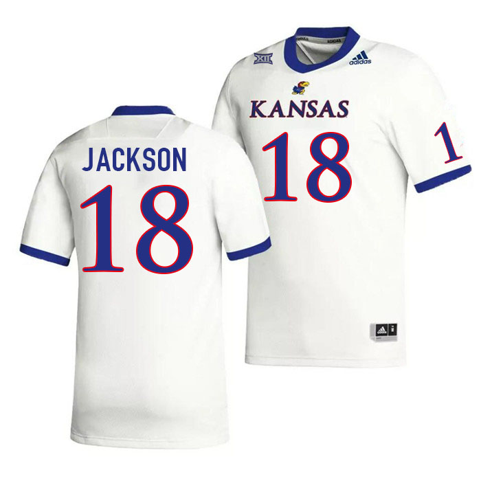 Men #18 Jack Jackson Kansas Jayhawks College Football Jerseys Stitched Sale-White